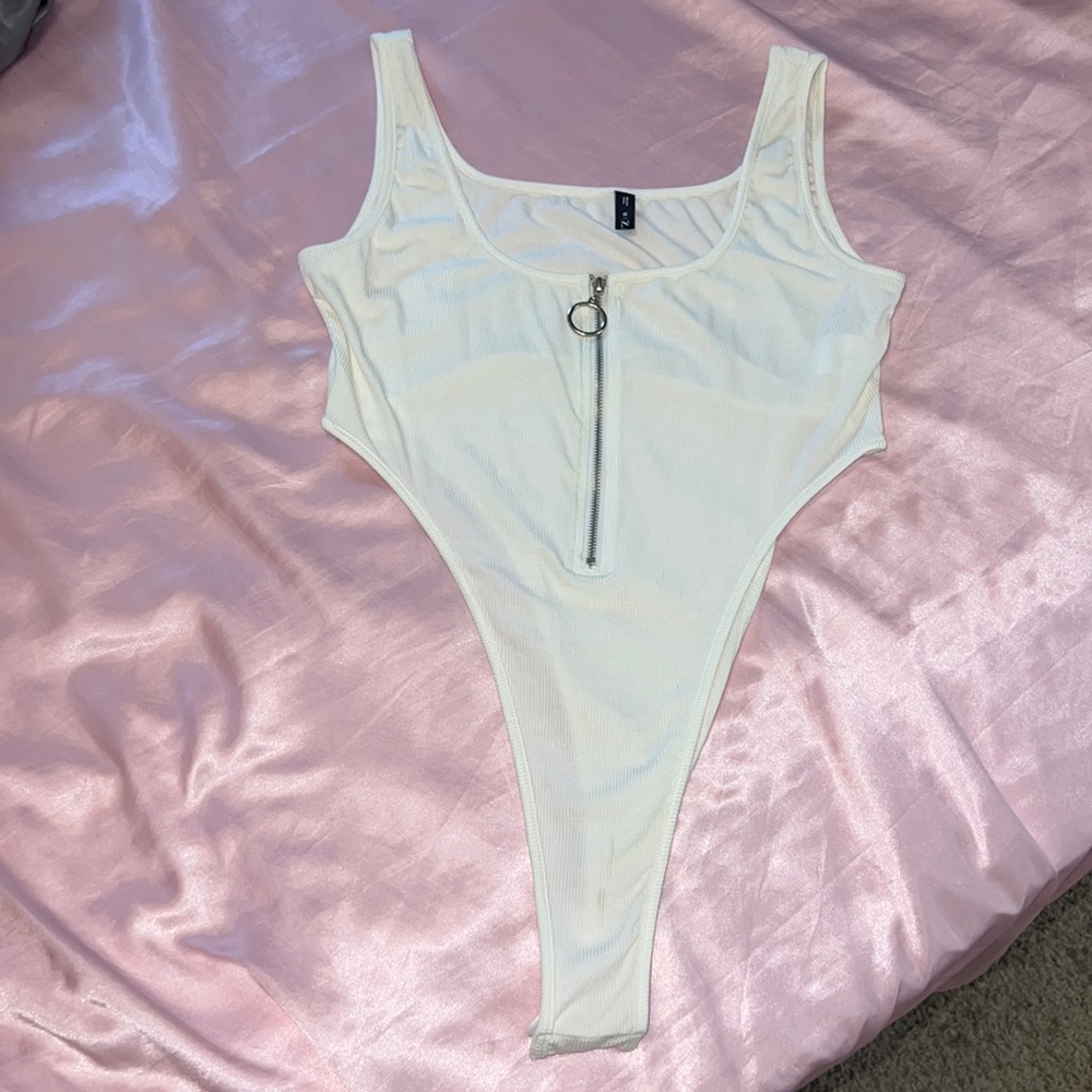 High Cut Bodysuit with Front Zipper